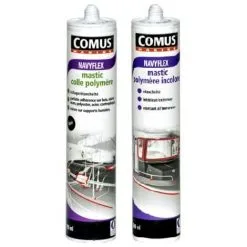 NAVYFLEX COLLE POLYMERE NOIR 290 ML - Mastic élastomère à Base De Polymère MS - COMUS MARINE - Noir Blanc