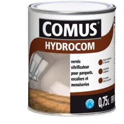 HYDROCOM BRILLANT - Incolore 0.75L - Vitrificateur Polyuréthane Acrylique Mono-composant Parquets Escaliers Et Boiseries - COMUS - Incolore