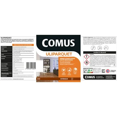 ULIPARQUET BRILLANT Incolore 0.75L - Vernis Vitrificateur Haute Résistance Pour Trafic Domestique - COMUS - Incolore – Image 2