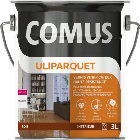 ULIPARQUET BRILLANT Incolore 3L - Vernis Vitrificateur Haute Résistance Pour Trafic Domestique - COMUS - Incolore