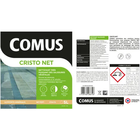 CRISTO NET 5L - Nettoyant Dégraissant Très Puissant Des Salissures Urbaines - COMUS - Incolore – Image 2