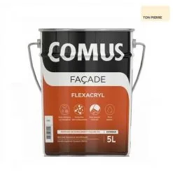 COMUS FLEXACRYL - 5L Ton Pierre - Peinture De Ravalement Classe D3 (semi-épaisse) Imperméabilisation Façades - Ton Pierre