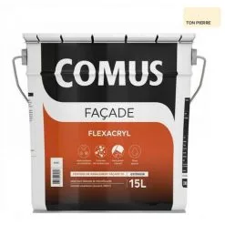COMUS FLEXACRYL - 15L Ton Pierre - Peinture De Ravalement Classe D3 (semi-épaisse) Imperméabilisation Façades - Ton Pierre