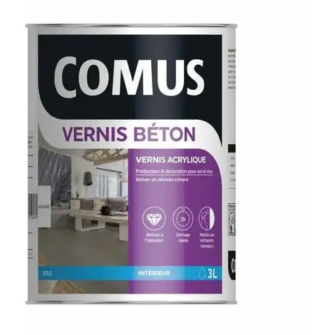 VERNIS BÉTON 3L - Vernis Polyuréthane Acrylique Pour Les Sols Et Murs En Béton Ou Dérivés Ciment - COMUS - Incolore