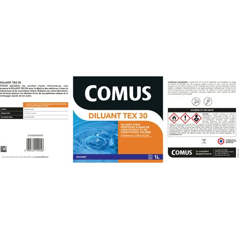 DILUANT TEX 30 - 1L - Diluant Spécial COMUS PISCINE - Incolore – Image 2