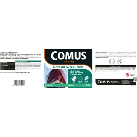 LUSTRANT SANS SILICONE 0,5L - Rénovateur Pour Gelcoats Et Peintures, à Base De Cires Végétales - COMUS MARINE - Incolore – Image 2