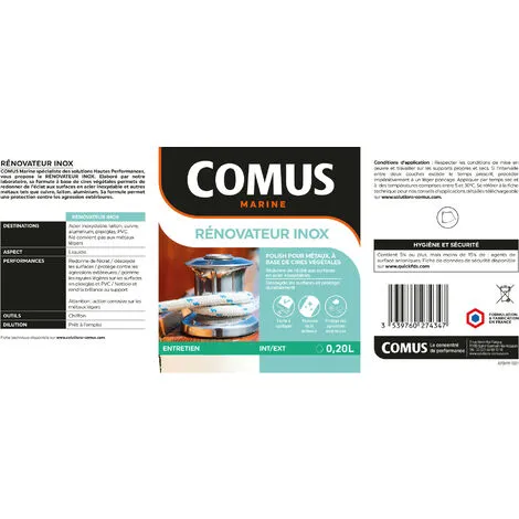 RENOVATEUR INOX 200ML - Polish Pour Métaux à Base De Cires Végétales - COMUS MARINE - Incolore – Image 2
