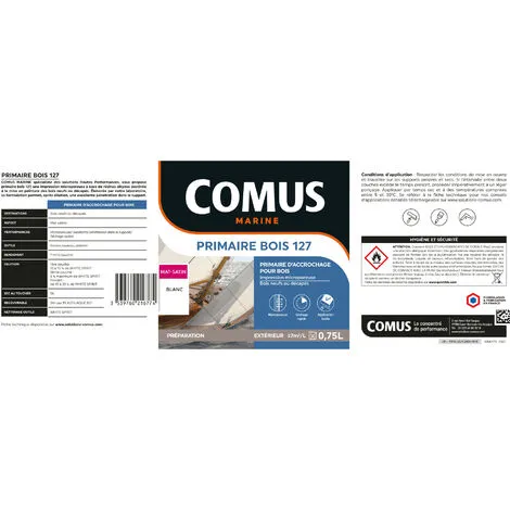 PRIMAIRE BOIS 127 - Blanc 2.5L - Primaire D'impression Destinée à La Mise En Peinture Des Bois Neufs Ou Décapés - COMUS MARINE - Blanc – Image 2