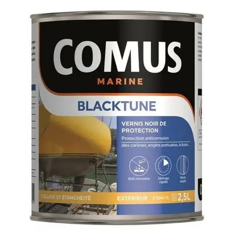 BLACKTUNE 2.5L - Vernis De Protection Noir Bitumeux à Base De Brai De Pétrole - COMUS MARINE - Noir
