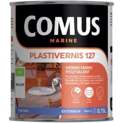 PLASTIVERNIS 127 BRILLANT 0,75 L - Vernis Marin Monocomposant Alkyde-uréthane - COMUS MARINE - Incolore