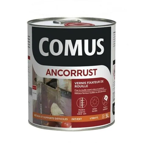 ANCORRUST 5L - Vernis Fixateur De Rouille Avant Mise En Peinture - COMUS - Incolore