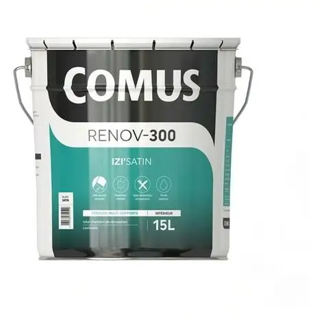 IZI'SATIN 15L - Peinture Acrylique D'aspect Satin En Phase Aqueuse - COMUS - Blanc