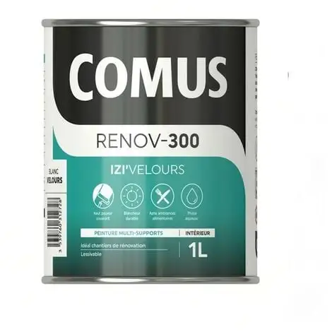 IZI'VELOURS 1L - Peinture Acrylique D'aspect Velours En Phase Aqueuse - COMUS - Blanc