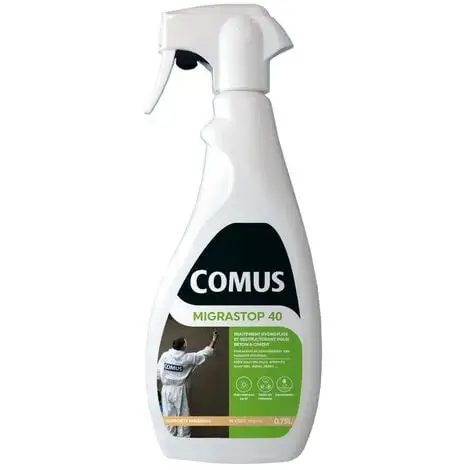 Hydrofuge Minéral MIGRASTOP® 40 - 0.75L - Traitement Hydrofuge Reminéralisant Et Restructurant Supports Béton Ciment - COMUS - Incolore
