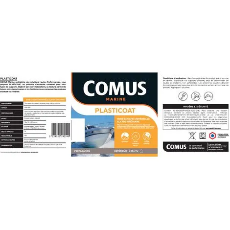 PLASTICOAT Blanc 3L - Sous-couche Universelle Mono-composante En Phase Aqueuse - COMUS MARINE - Blanc – Image 2