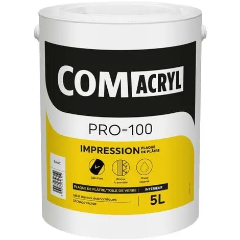 COMACRYL IMPRESSION 5L - Impression Acrylique Blanche En Phase Aqueuse - COMUS - Blanc