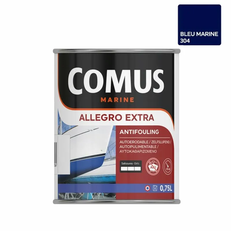 COMUS ALLEGRO EXTRA NB BLEU MARINE 750ML - Antifouling Conseillée Pour Voiliers/bateaux Moteur Inférieur à 25 Noeuds - Bleu Marine
