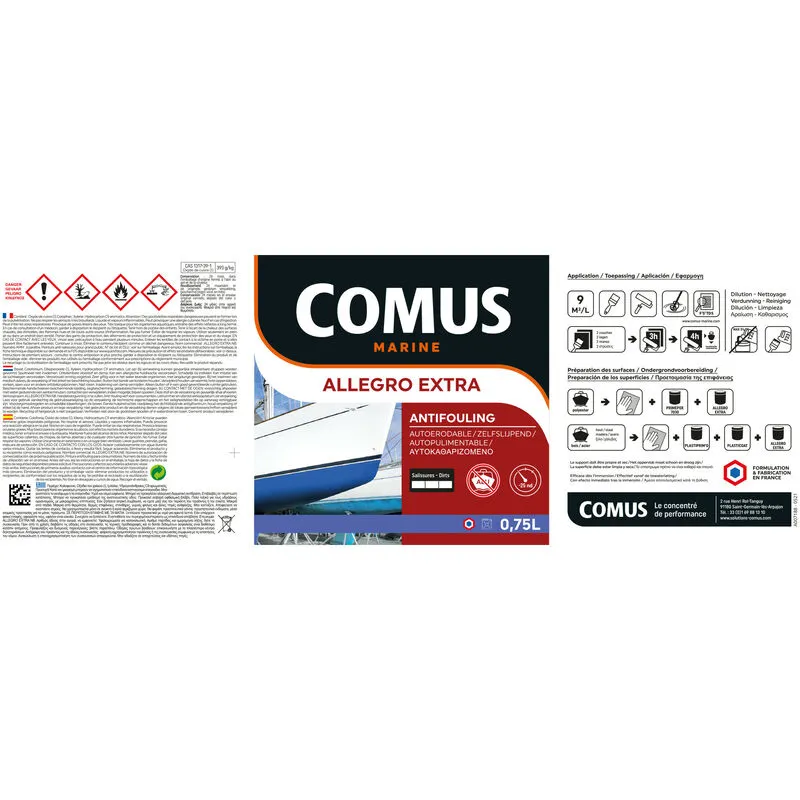 COMUS ALLEGRO EXTRA NB BLEU MARINE 750ML - Antifouling Conseillée Pour Voiliers/bateaux Moteur Inférieur à 25 Noeuds - Bleu Marine – Image 2