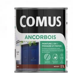 COMUS ANCORBOIS Blanc 1L - Peinture De Protection Et De Décoration Microporeuse 2 En 1 (primaire Et Finition) Bois - Blanc