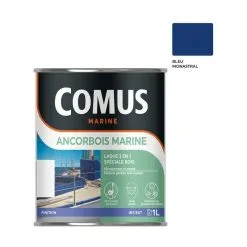 COMUS ANCORBOIS MARINE BLEU MONASTRAL 1L- Laque Microporeuse Pour La Protection Et La Décoration Des Bois Et Dérivé - BLEU MONASTRAL