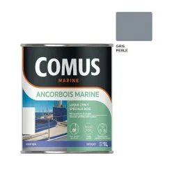 COMUS ANCORBOIS MARINE GRIS PERLE 1L Laque Microporeuse Pour La Protection Et La Décoration Des Bois Et Dérivé - GRIS PERLE
