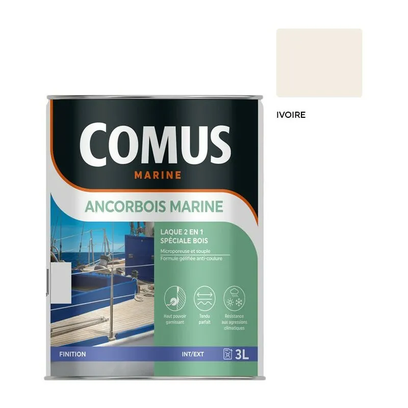 COMUS ANCORBOIS MARINE IVOIRE 3L Laque Microporeuse Pour La Protection Et La Décoration Des Bois Et Dérivé - IVOIRE