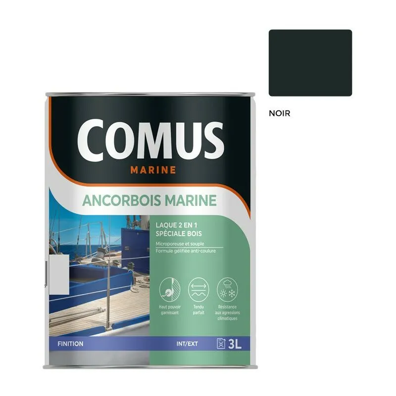 COMUS ANCORBOIS MARINE NOIR- 3L Laque Microporeuse Pour La Protection Et La Décoration Des Bois Et Dérivé - NOIR