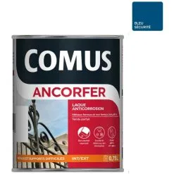 ANCORFER BRILLANT 0.75L Bleu Sécurité - Peinture-laque Antirouille Pour Métaux Et Autres Supports - COMUS - Bleu Sécurité
