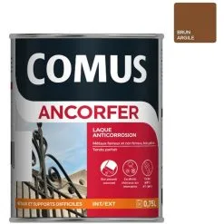 ANCORFER BRILLANT 0.75L Brun Argile - Peinture-laque Antirouille Pour Métaux Et Autres Supports - COMUS - Brun Argile