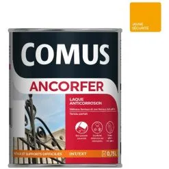 ANCORFER BRILLANT 0.75L Jaune Sécurité - Peinture-laque Antirouille Pour Métaux Et Autres Supports - COMUS - Jaune Sécurité