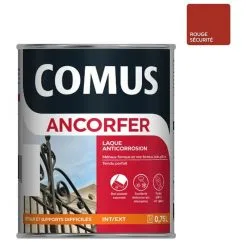 ANCORFER BRILLANT 0.75L Rouge Sécurité - Peinture-laque Antirouille Pour Métaux Et Autres Supports - COMUS - Rouge Sécurité