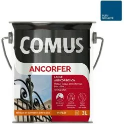 ANCORFER BRILLANT 3L Bleu Sécurité - Peinture-laque Antirouille Pour Métaux Et Autres Supports - COMUS - Bleu Sécurité