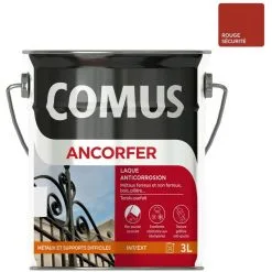 ANCORFER BRILLANT 3L Rouge Sécurité - Peinture-laque Antirouille Pour Métaux Et Autres Supports - COMUS - Rouge Sécurité
