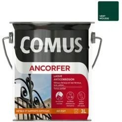 ANCORFER BRILLANT 3L Vert Mousse - Peinture-laque Antirouille Pour Métaux Et Autres Supports - COMUS - Vert Mousse
