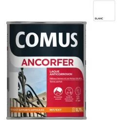 ANCORFER SATIN 0.75L Blanc Sécurité - Peinture-laque Antirouille Pour Métaux Et Autres Supports - COMUS - Blanc Sécurité
