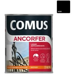 ANCORFER SATIN 0.75L Noir - Peinture-laque Antirouille Pour Métaux Et Autres Supports - COMUS - Noir