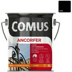 ANCORFER SATIN 3L Noir - Peinture-laque Antirouille Pour Métaux Et Autres Supports - COMUS - Noir