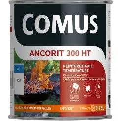 ANCORIT 300 HT NOIR 0.75L - Peinture Antirouille Pour Métaux Soumis à Des Hautes Températures Résistante Jusqu'à 300°C - COMUS - Noir