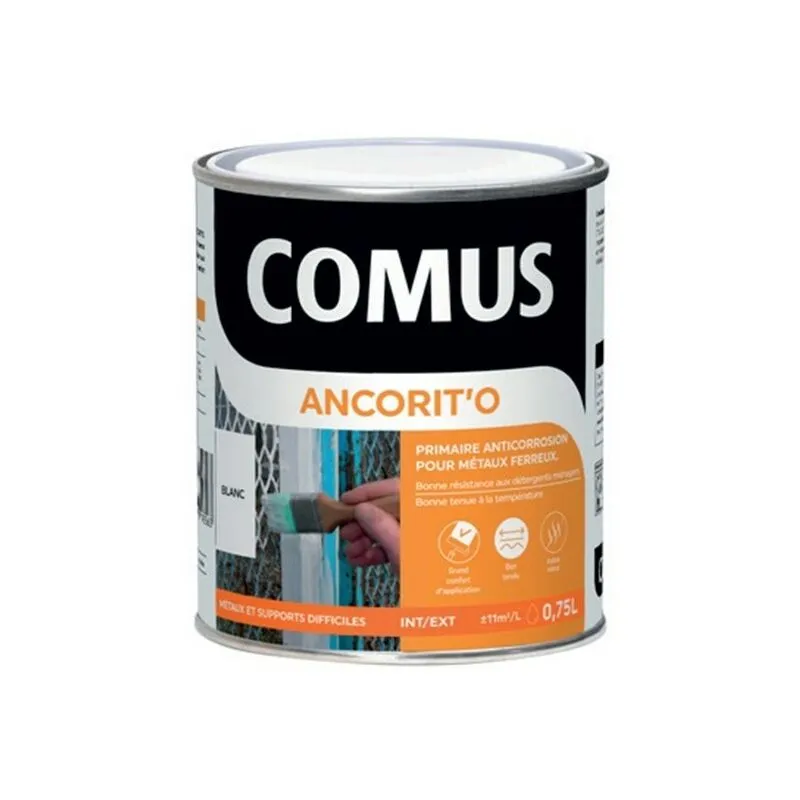 ANCORIT'O 0.75L BLANC - Primaire Anticorrosion En Phase Aqueuse Pour Supports Ferreux - COMUS - Blanc