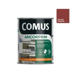 ANCORPRIM ROUGE BASQUE 0.75L - Primaire D'accrochage Multisupports Universel - COMUS - Rouge Basque