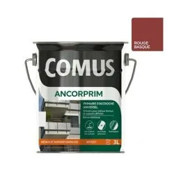 ANCORPRIM ROUGE BASQUE 3L - Primaire D'accrochage Multisupports Universel - COMUS - Rouge Basque
