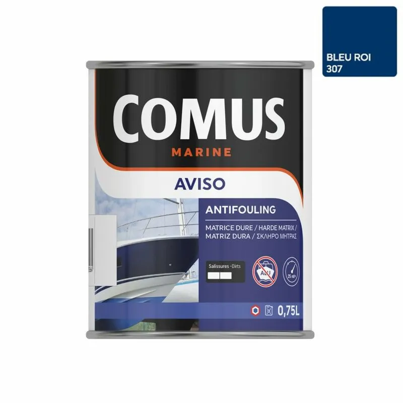 AVISO NB BLEU ROI 0,75 L - Peinture Antifouling à Matrice Dure Pour Bateaux Rapides - COMUS MARINE - Bleu Roi