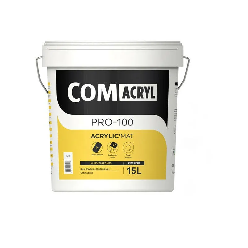 COMACRYL ACRYLIC'MAT 15L - Peinture De Finition Mat - COMUS - Blanc