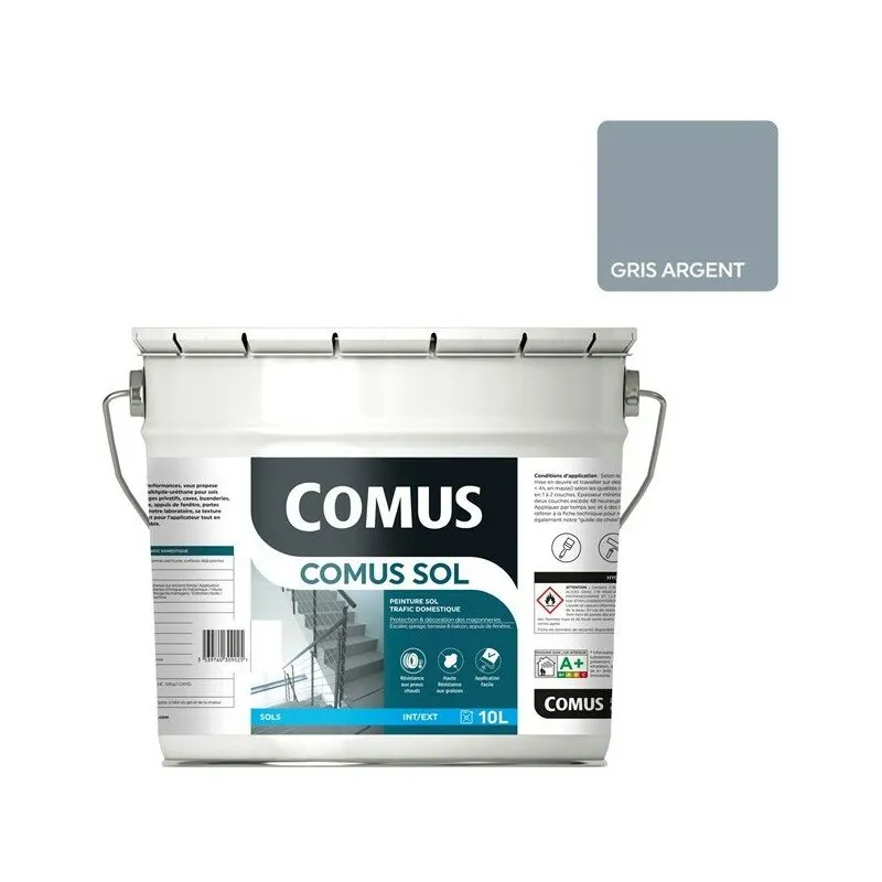 COMUS SOL GRIS ARGENT 10LPeinture Pour Sols Intérieurs Et Extérieurs. Trafic Domestique - GRIS ARGENT