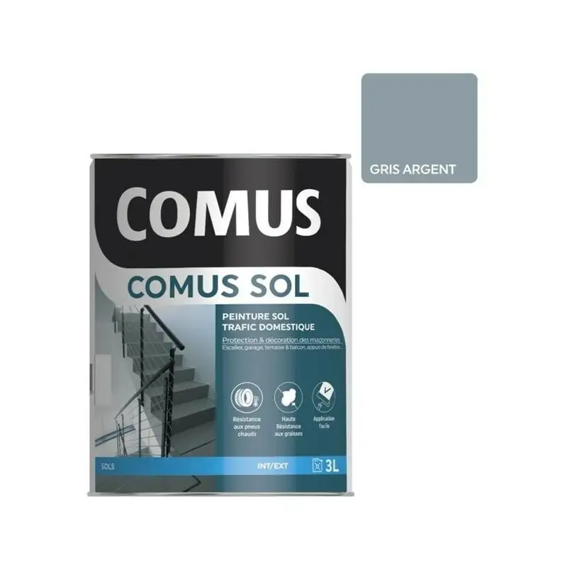 COMUS SOL GRIS ARGENT 3LPeinture Pour Sols Intérieurs Et Extérieurs. Trafic Domestique - GRIS ARGENT