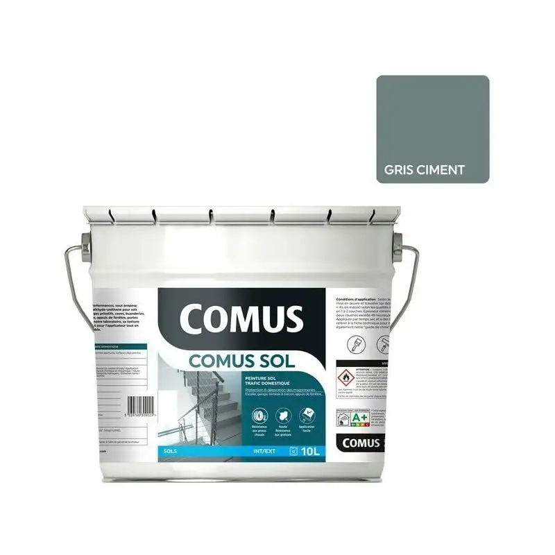 COMUS SOL GRIS CIMENT 10LPeinture Pour Sols Intérieurs Et Extérieurs. Trafic Domestique - GRIS CIMENT
