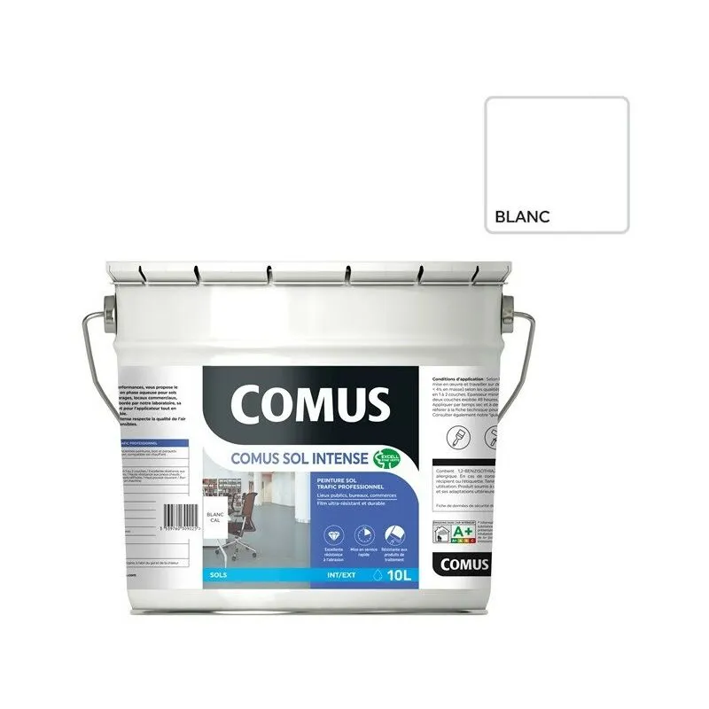 COMUS SOL INTENSE BLANC 10L Peinture Sols Intérieurs Et Extérieurs. Trafic Intense/professionnel - BLANC