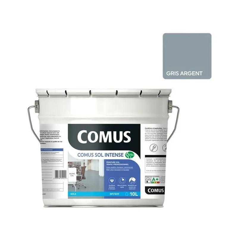COMUS SOL INTENSE GRIS ARGENT 10L Peinture Sols Intérieurs Et Extérieurs. Trafic Intense/professionnel - GRIS ARGENT