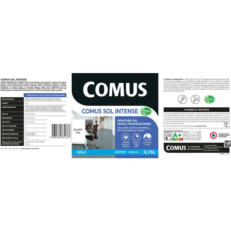 COMUS SOL INTENSE GRIS ARGENT 3L Peinture Sols Intérieurs Et Extérieurs. Trafic Intense/professionnel - GRIS ARGENT – Image 2