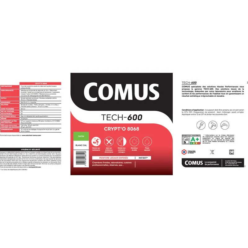CRYPT'O 8068 10L - Peinture De Finition Pour Locaux Exposés En Phase Aqueuse - COMUS - Blanc – Image 2